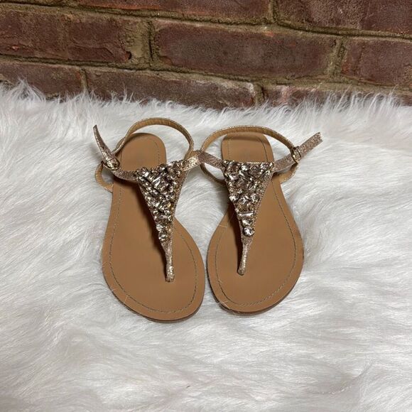 David’s Bridal Women’s Rose Gold Jeweled Thong Sandal Size 8 - Picture 2 of 5